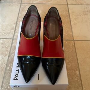Pollini Red and Black Women's Heels size 39 retro feel